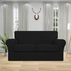 Easy-Going 3 Pieces Stretch Couch Cover Sofa Cover For Dogs Washable Sofa Slipcover For 2 Separate Cushion Couch Spandex Jacquard Fabric Elastic Furniture Protector For Pets, Kids (Black, Loveseat)