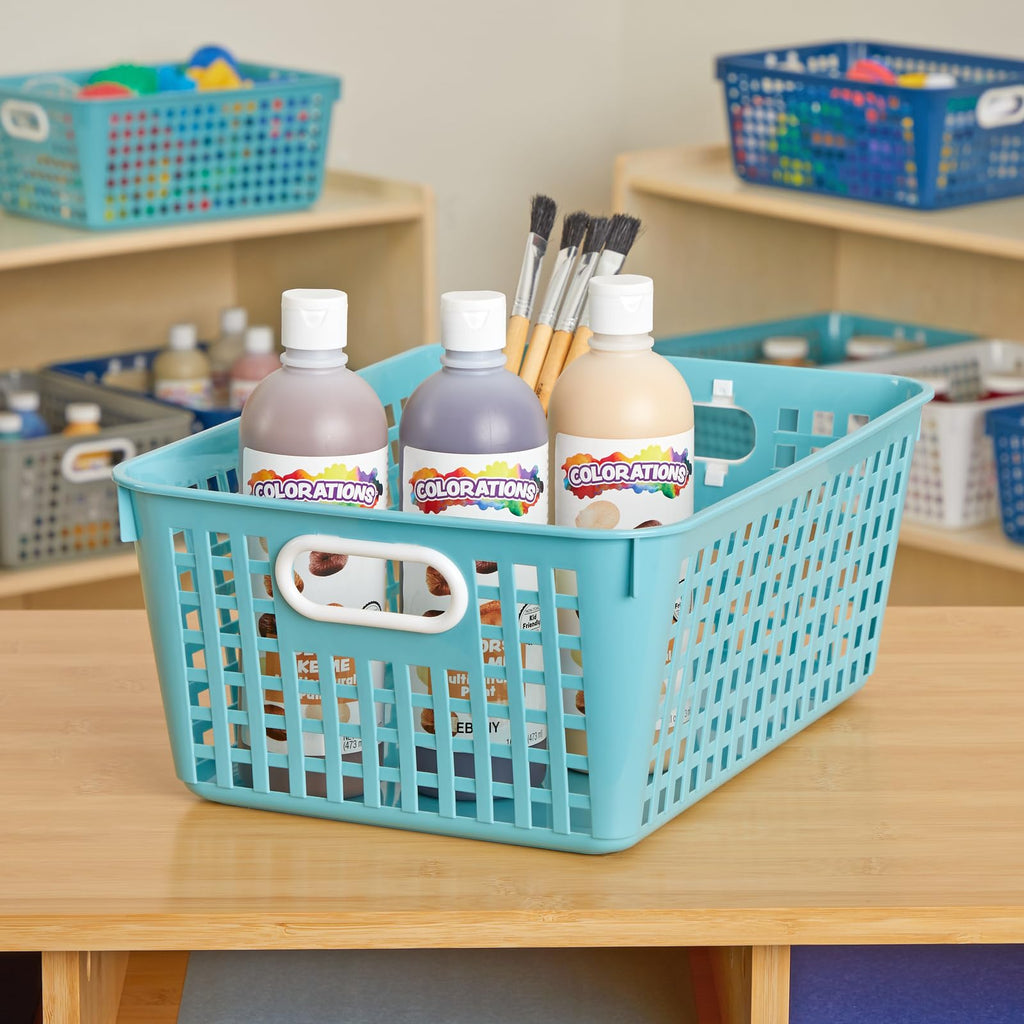Really Good Stuff 160016Wa Multi-Purpose Plastic Storage Baskets For Classroom Or Home Use - Stackable Mesh Plastic Baskets With