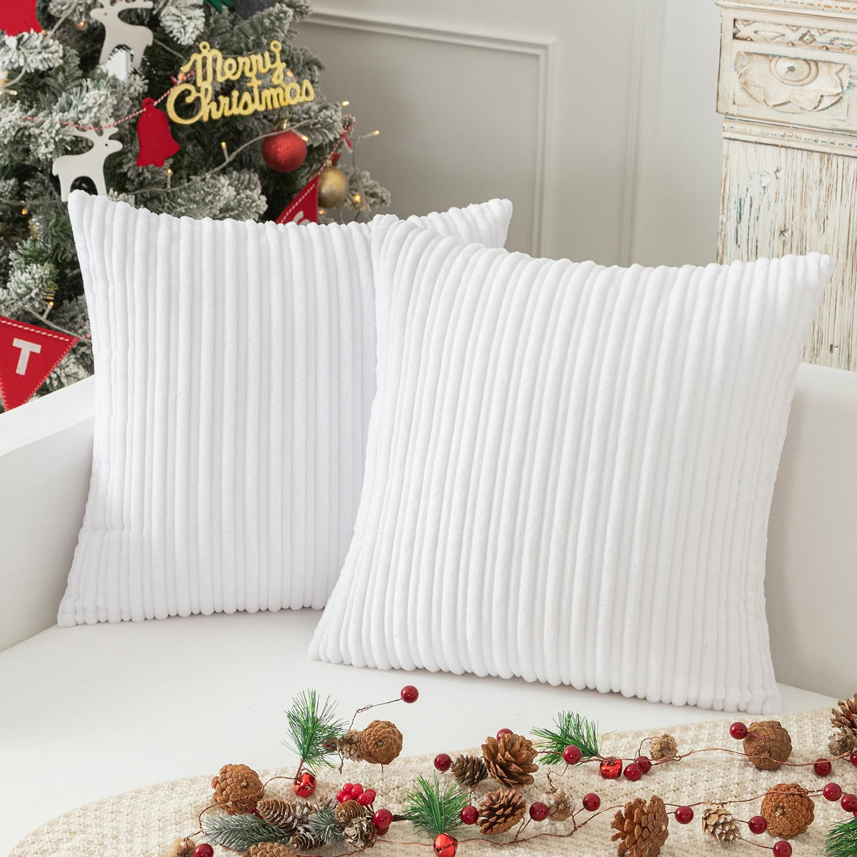 Kevin Textile Pack Of 2, Corduroy Soft Solid Decorative Square Throw Pillow Covers Set Cushion Cases Pillowcases For Sofa Bedroo