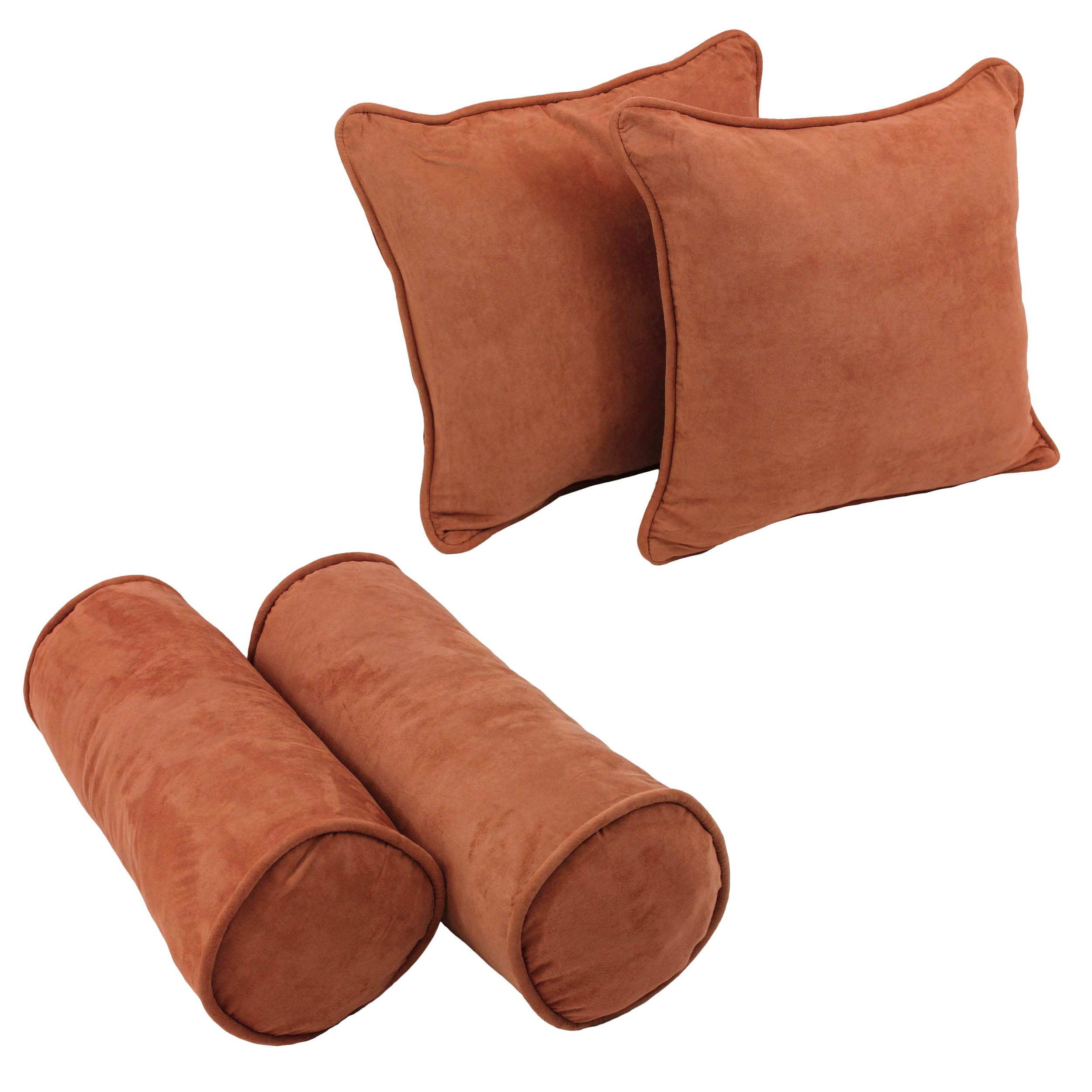 Blazing Needles Corded Microsuede Throw Pillow Set, Spice 4 Count