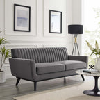 Modway Engage Channel Tufted Performance Velvet Loveseat in Gray