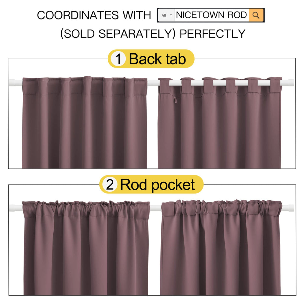 Nicetown Blackout Curtain Panels For Living Room - (Dry Rose Color) 42X50 Inch, 2 Panels Set, Room Darkening Blackout Drapes For Window