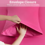 Horbaunal 2 Pack Microfiber Pillowcases King Size Hot Pink Bed Pillow Cases With Envelope Closure, 1800 Thread Count Soft & Shri