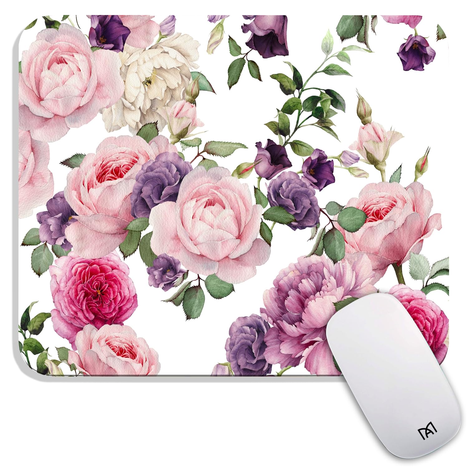Armanza Square Mouse Pad Floral Roses,Personalized Premium-Textured Custom Mouse Mat Design,Washable Mousepad Lycra Cloth,Non-Sl
