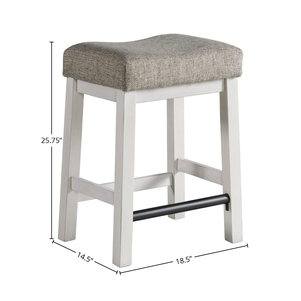 Intercon Drake Backless Bar Stool with Cushion Seat, Set of 2, Rustic White & French Oak