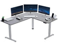 VIVO Electric Corner 63 x 55 inch L-Shaped Standing Desk, Memory Height Adjustment, Dark Gray Top Gray Frame, DESK-E3CTGG