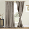 DWCN Velvet Curtains Extra Wide - Elegant Super Soft Bundleable Room Darkening Window Curtains Grommet Design Neutral Style Wind