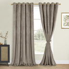 DWCN Velvet Curtains Extra Wide - Elegant Super Soft Bundleable Room Darkening Window Curtains Grommet Design Neutral Style Wind