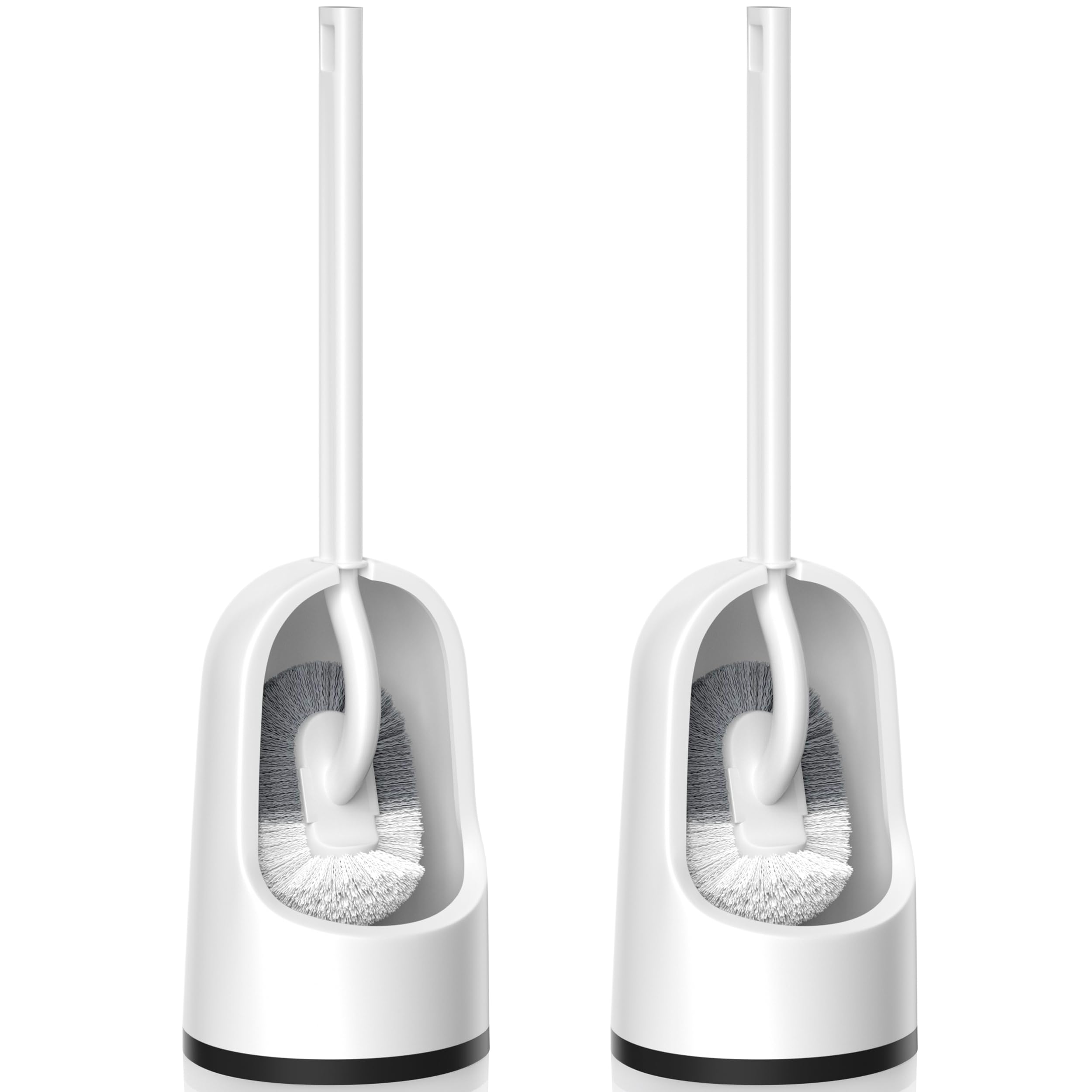 Toilet Brush, 2 Pack Toilet Brush and Holder Set with Durable Curved BristlesToilet Scrubber, Toilet Bowl Brush with Extra Long 