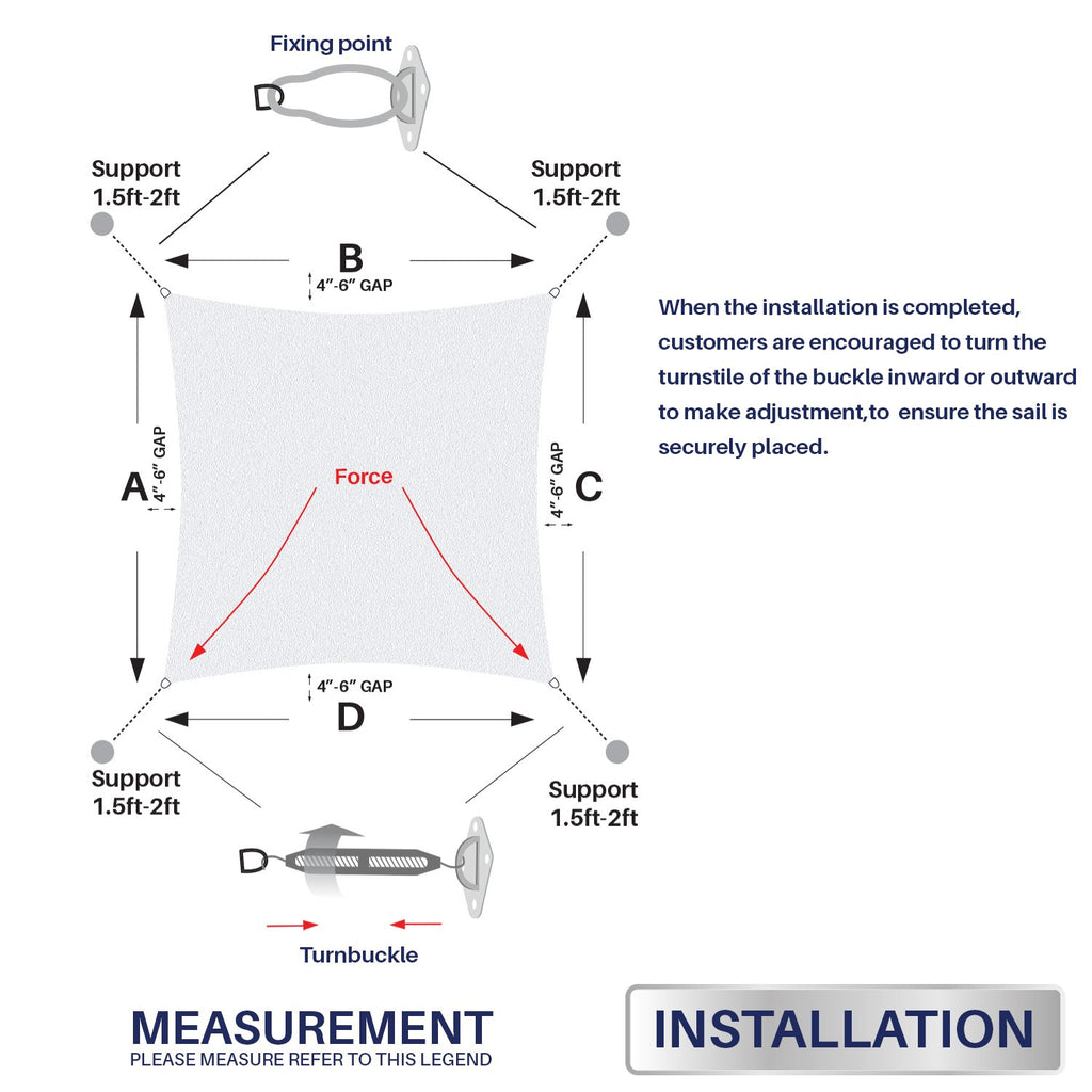 Windscreen4Less Sun Shade Sail Hardware Kit - 8 Inches - Super Heavy Duty - For Rectangle And Square Sun Shade Sail