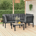 vidaXL Patio Lounge Set 5 Piece, Outdoor Patio Furniture with Coffee Table, Sectional Sofa Set for Garden, Modern Style, Black and Gray Poly Rattan