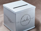 Silver Card Box For Party, Large 10X10 Wedding Reception Envelope Box, Gray & Black Money Gift Card Box For Funeral Memorial, Bi