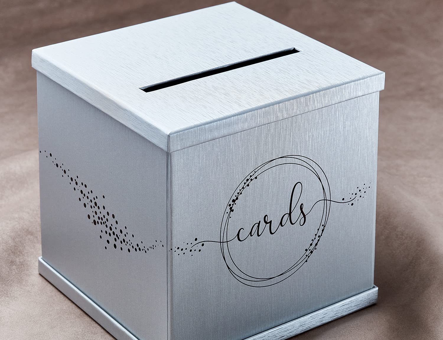 Silver Card Box For Party, Large 10X10 Wedding Reception Envelope Box, Gray & Black Money Gift Card Box For Funeral Memorial, Bi