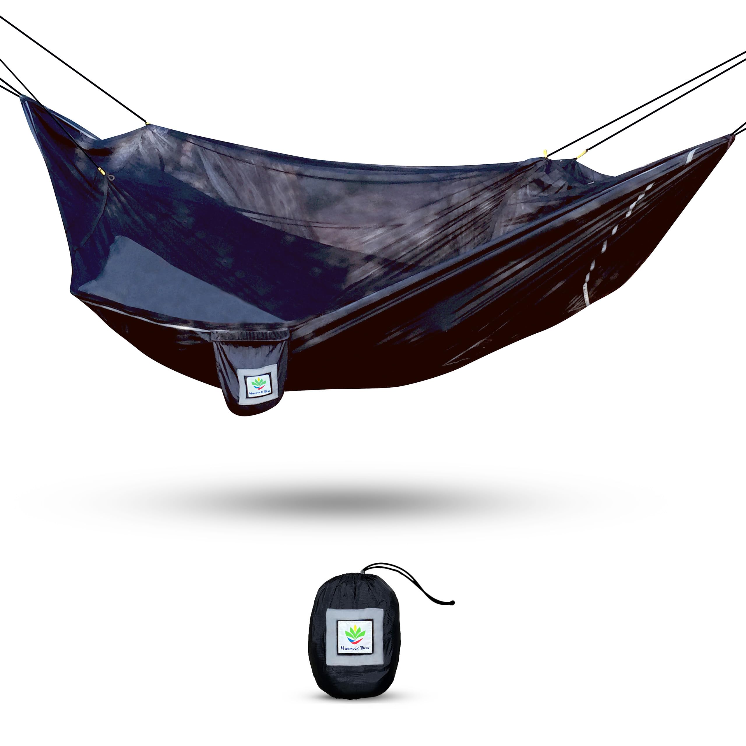 Hammock Tent with Bug Net - Insect Free Hammock Tent, Asymmetrical Design & Integrated Inflatable Pad Sleeve for a Lay Flat & In