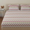 Huesland By Ahmedabad Cotton 144 Tc Double Bedsheet Cotton With 2 Pillow Covers | White, Red & Green