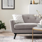 Modway Engage Modern Tufted Back Textured Fabric Loveseat In Light Gray