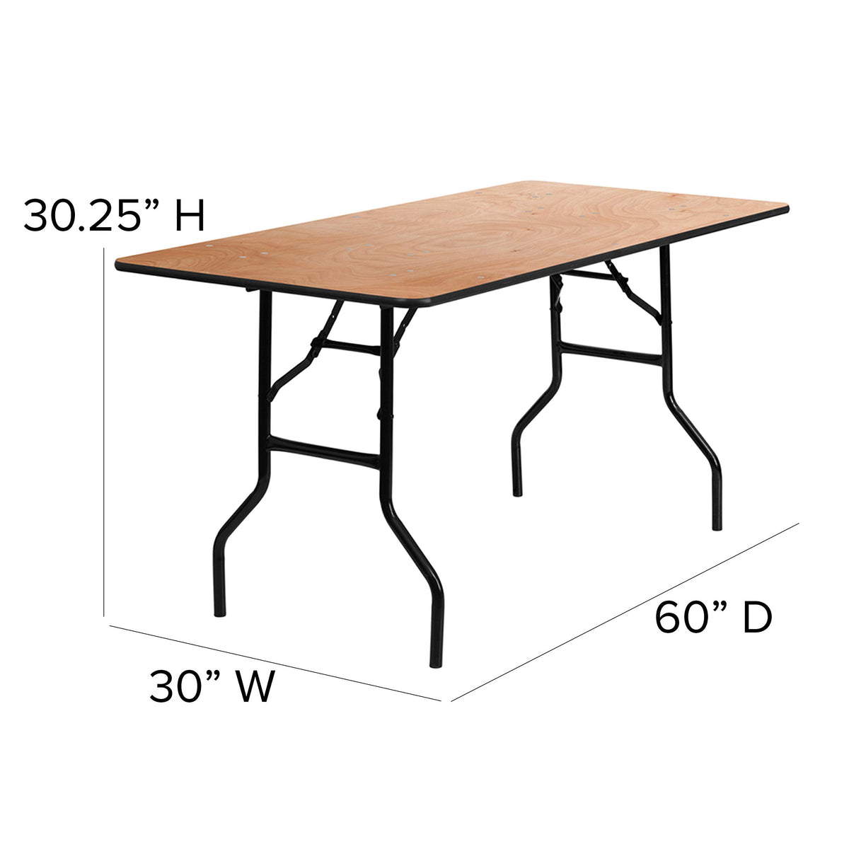 Flash Furniture Gael 5-Foot Rectangular Wood Folding Banquet Table With Clear Coated Finished Top