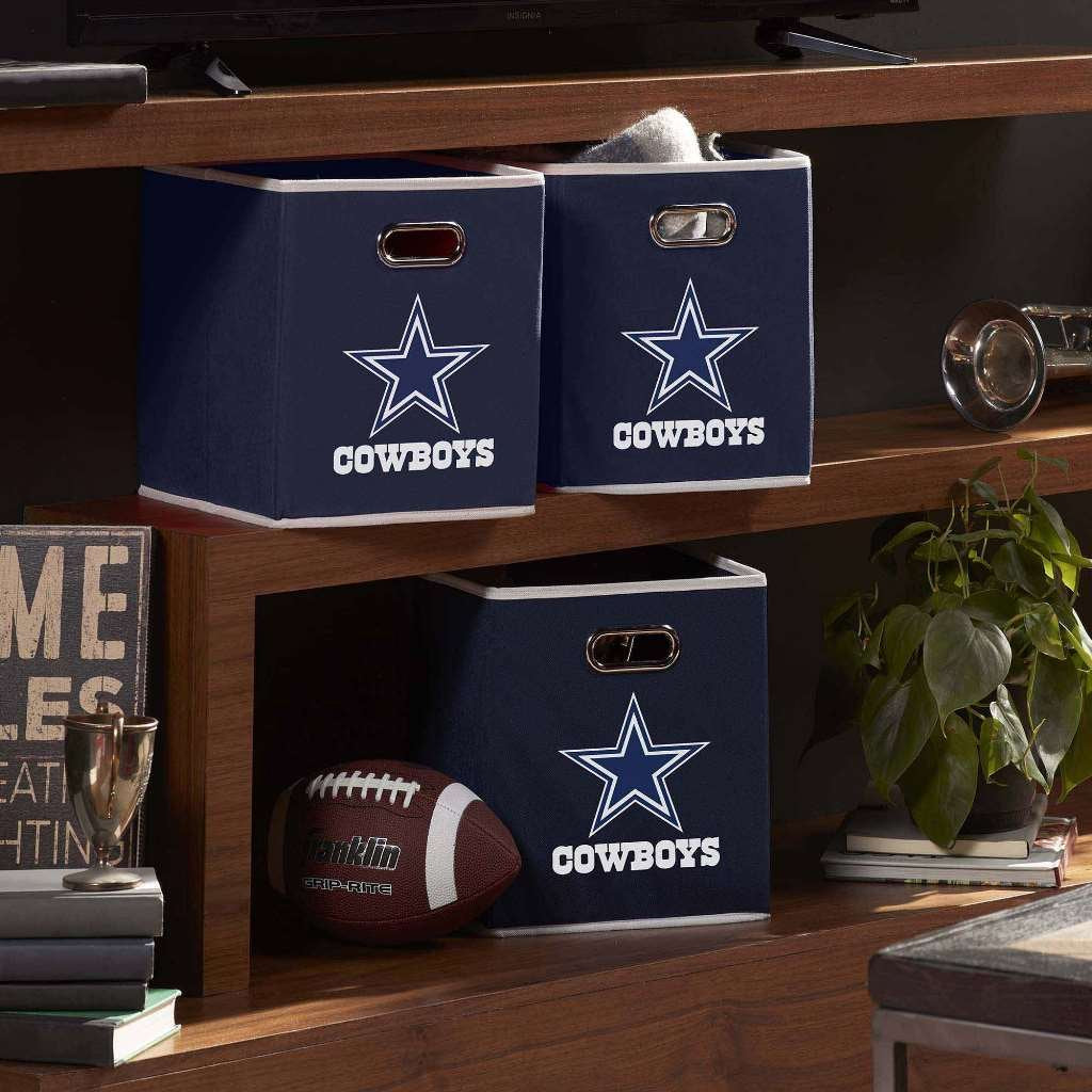 Franklin Sports NFL Dallas Cowboys Collapsible Storage Bin - 11" x 11" Team Specific Folding Cube Storage Container