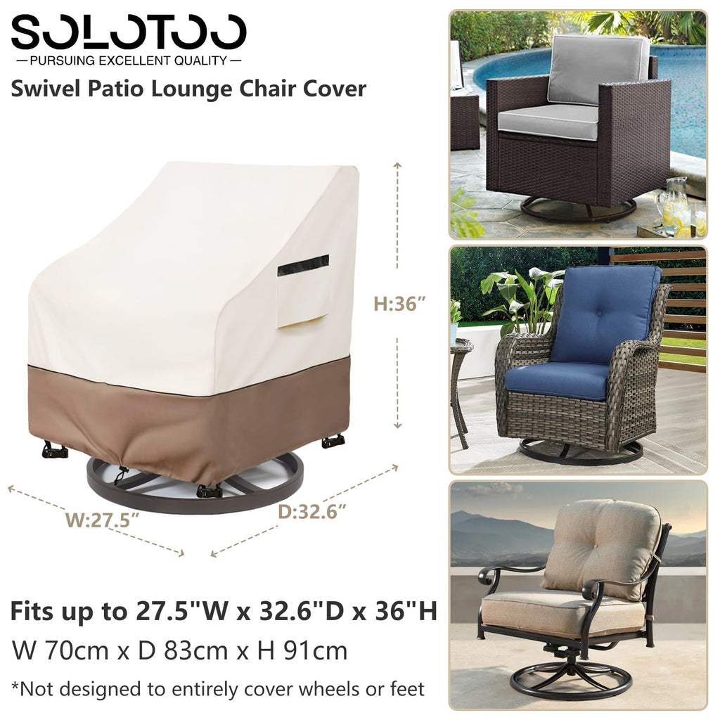 Solotoo Outdoor Swivel Lounge Chair Cover Waterproof 2 Pack,Lawn Patio Chair Covers,Fits Patio Furniture Up To 27.5W X 32.6D X 3