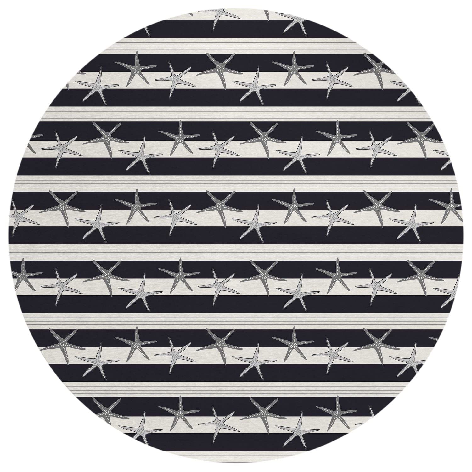 Seabreeze Sz12 Black Coastal Rug Round 8' X 8'