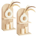 Geetery 2 Pcs Arch Wood Floating Shelf Mid Century Rainbow Wall Shelves Modern Boho Wall Shelf Retro Wall Mounted Wood Arch Wall