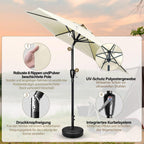 Simple Deluxe 2 Pack 9Ft Outdoor Patio Umbrella Table Market Umbrella With Push Button Tilt And Crank, 8 Sturdy Ribs, Uv Protection Waterproof For Garden, Lawn, Deck, Backyard, Pool, Creamy White