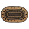 VHC Brands Farmhouse Primitive Black Jute Rug Oval Stencil Stars Border w/Pad 36x60