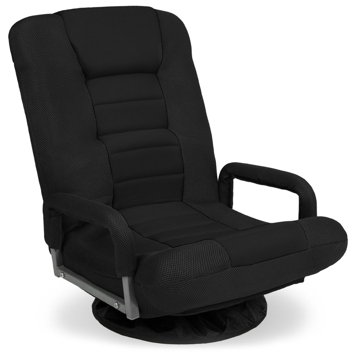 Best Choice Products Swivel Gaming Chair 360 Degree Multipurpose Floor Chair Rocker For Tv, Reading, Playing Video Games W/Lumbar Support, Armrest Handles, Adjustable Backrest - Black/Black