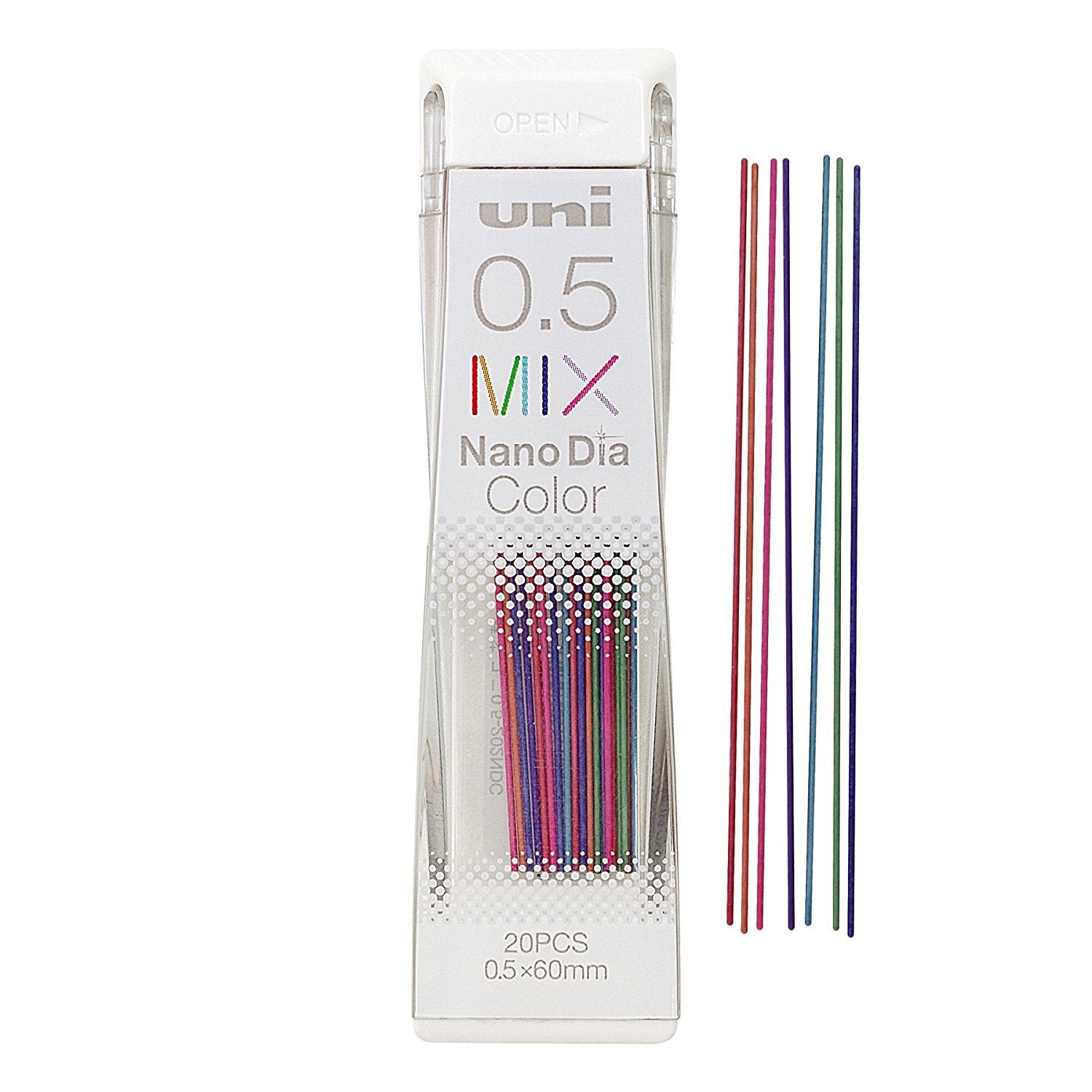Uni Mechanical Pencil Lead Nanodia Color Assorted 0.5Mm 20Leads