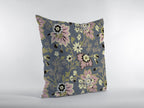HomeRoots Muted Pink and Gray 18â€ Gray Pink Jacobean Suede Throw Pillow
