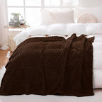 Puncuntex Brown Throw Blanket 90''  90'' Inches Fuzzy 3D Jacquard Decorative Flannel Fleece Super Soft Plush Cozy Blanket For Co
