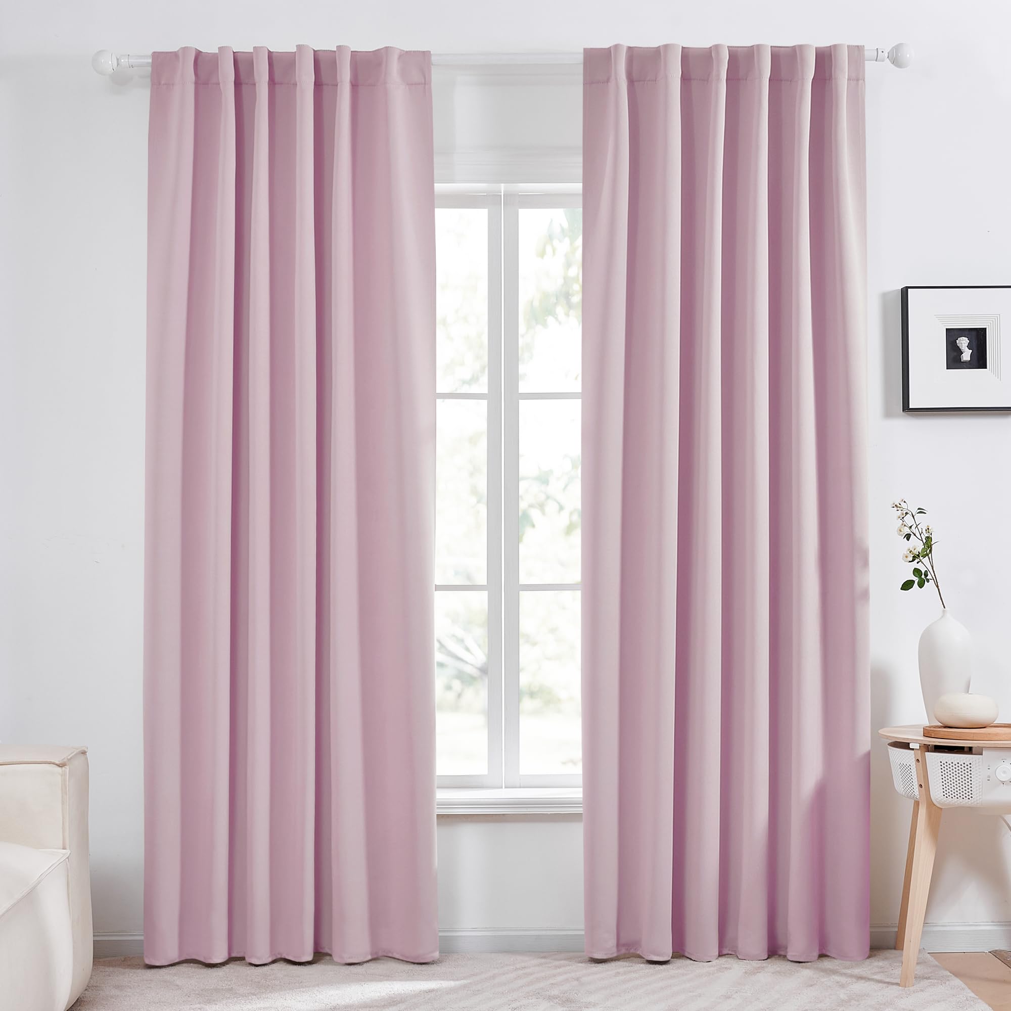 Deconovo Blackout Curtains Insulated Thermal, Rod Pocket And Back Tab Curtains - Room Darkening Curtains For Living Room, 52X95 Inch, Lavender, Set Of 2