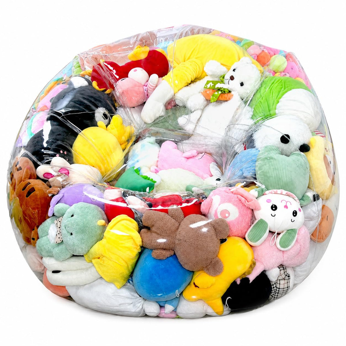 Clear Stuffed Animal Storage Bean Bag Chair Cover for Kids with Zipper