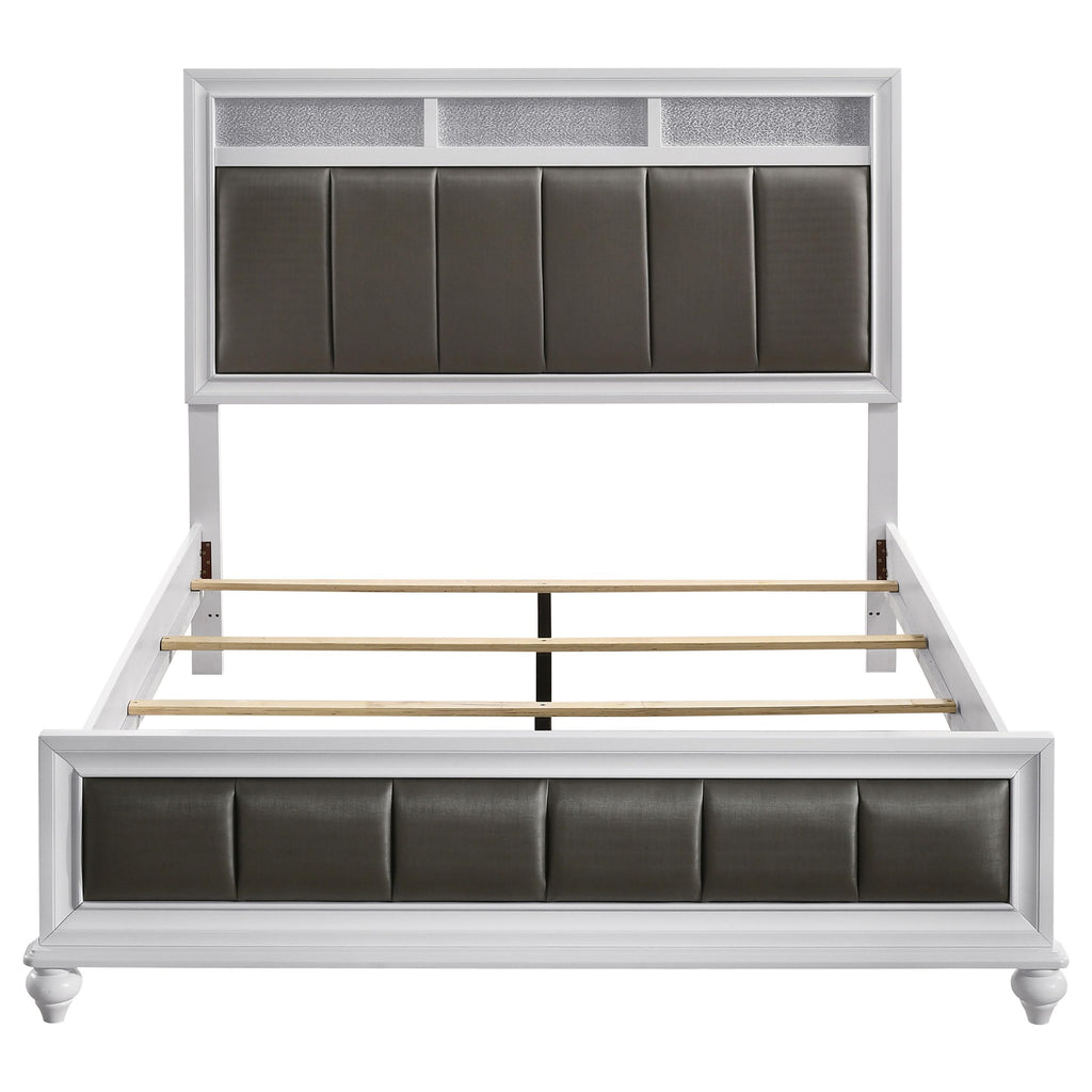 Coaster Home Furnishings Barzini Modern Classic Leatherette Upholstered Queen Size Panel Bed Frame 56-inch Headboard White 205891Q