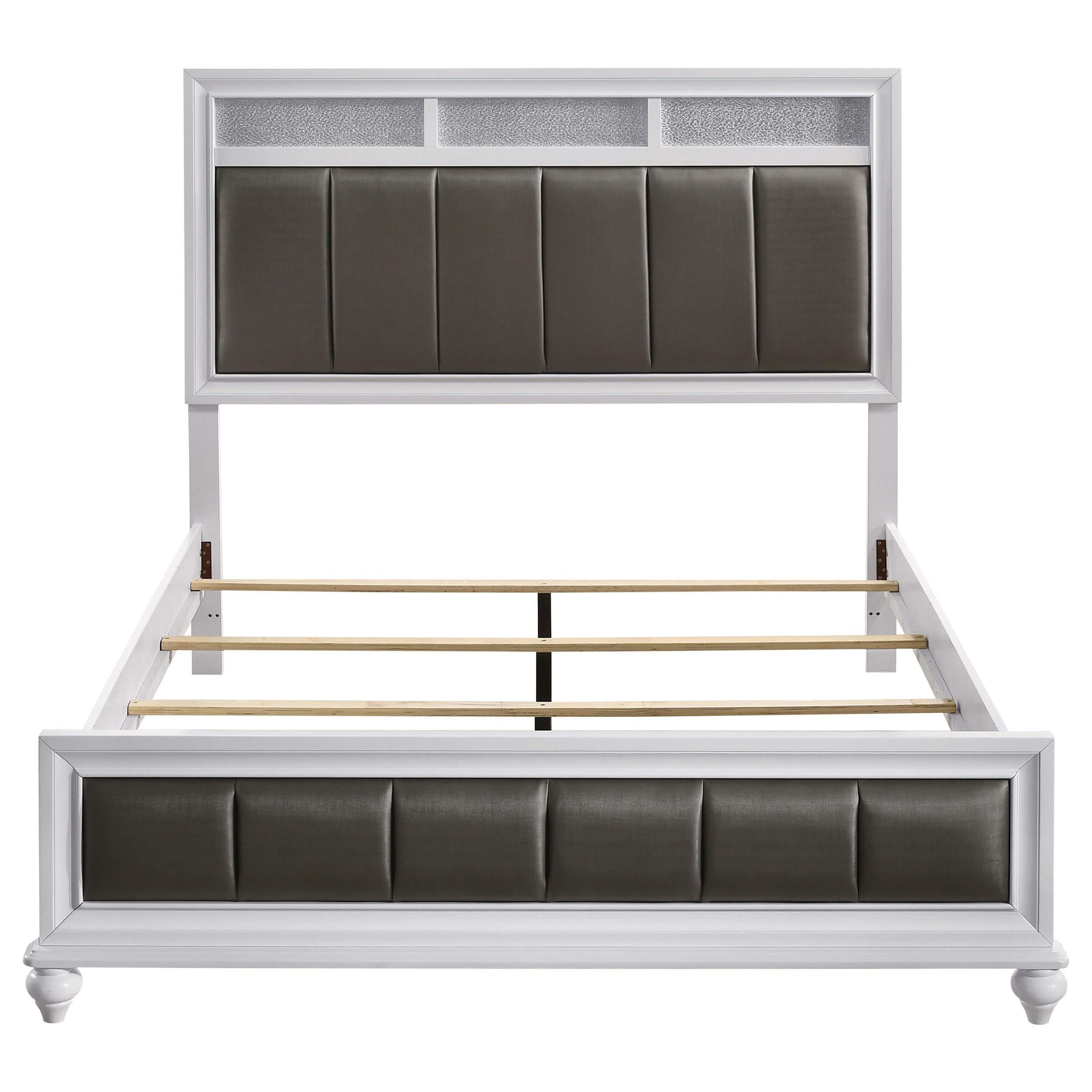 Coaster Home Furnishings Barzini Modern Classic Leatherette Upholstered Queen Size Panel Bed Frame 56-inch Headboard White 205891Q