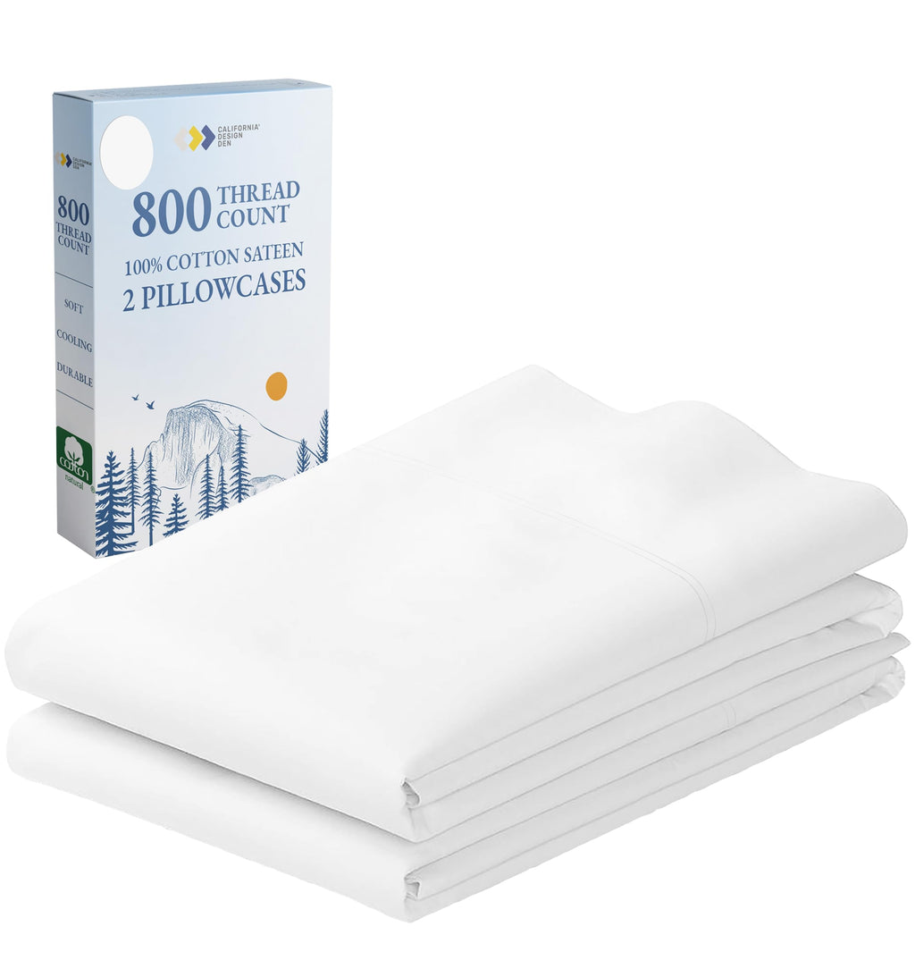 Heirloom Soft, Smooth & Thick Certified 800 Thread Count 100% Cotton Sateen Is Superior To Egyptian Cotton Claims, 2 White Stand