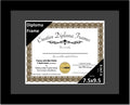 Creative Picture Frames 7.5x9.5 Classic Black Diploma Frame with Black Mat Glass Easel and Installed Wall Hangers | Frame Holds 