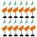 12 Pack Ireland Desk Flags Set, Irish Small Mini Table Office Flags With 12' Solid Black Pole, Black Base And Spear Top, Miniat