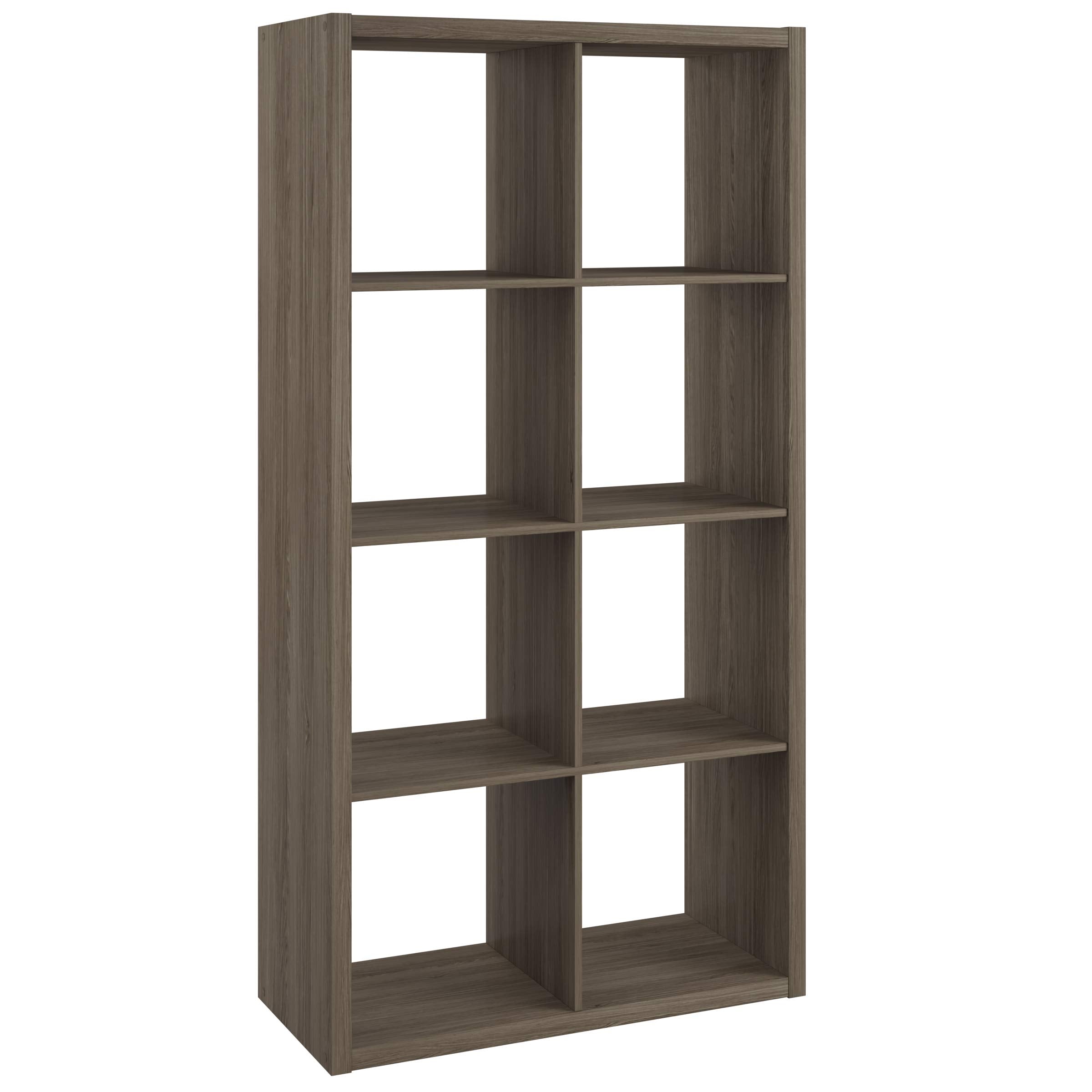 Closetmaid 8 Cube Heavy Duty Wooden Decorative Bookcase Shelf Storage Organizer With Open Back For Home, Closet, Office, Or Toys, Graphite Gray