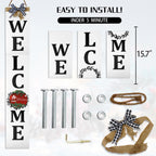 Ecogreda Welcome Sign For Front Porch- 47Inch,Wooden Interchangeable Vertical Home Wall Decor,Standing And Hanging Farmhouse Out