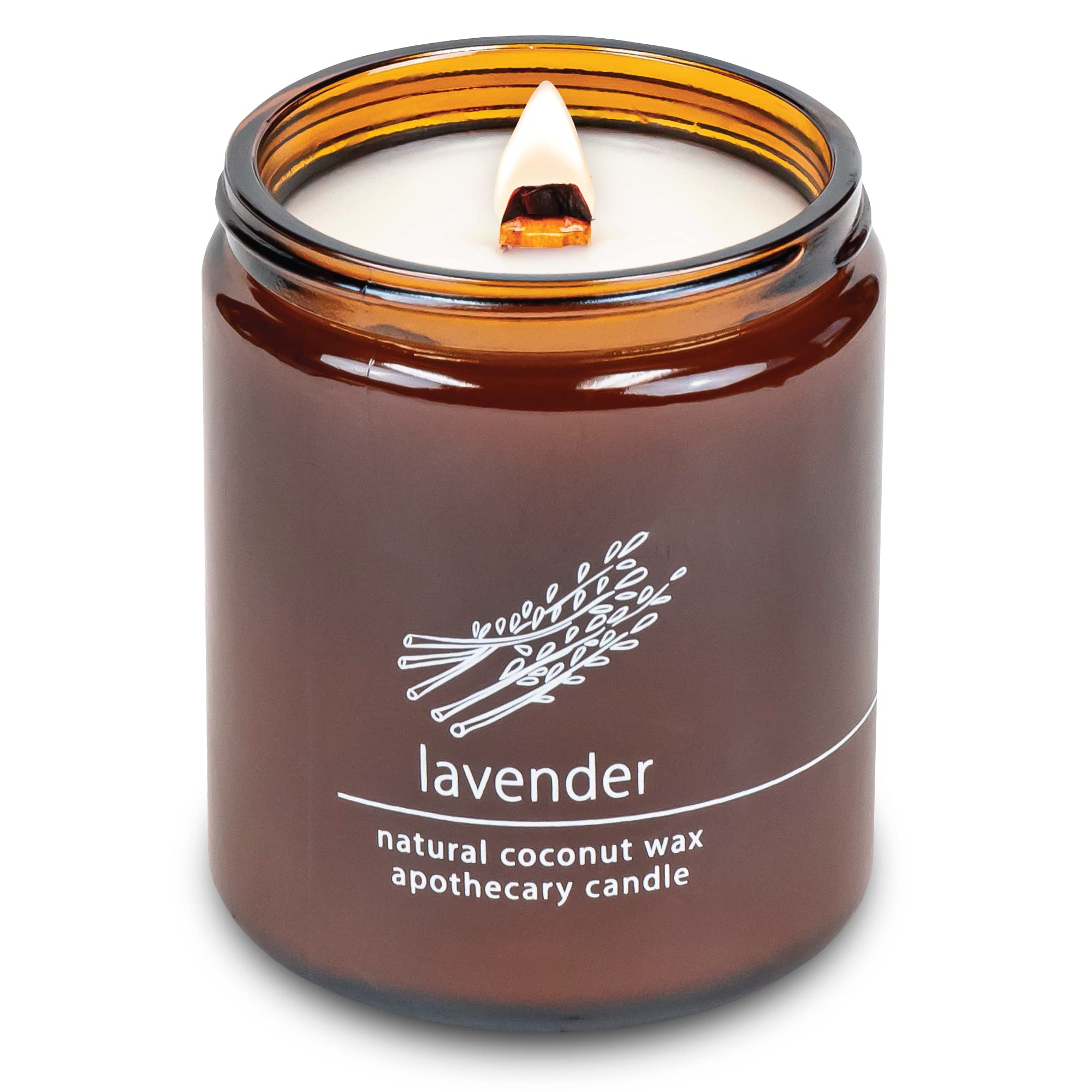 Hemlock Park Crackling Wood Wick Candle Handcrafted with Natural Coconut Wax (Standard 8 oz, Lavender)