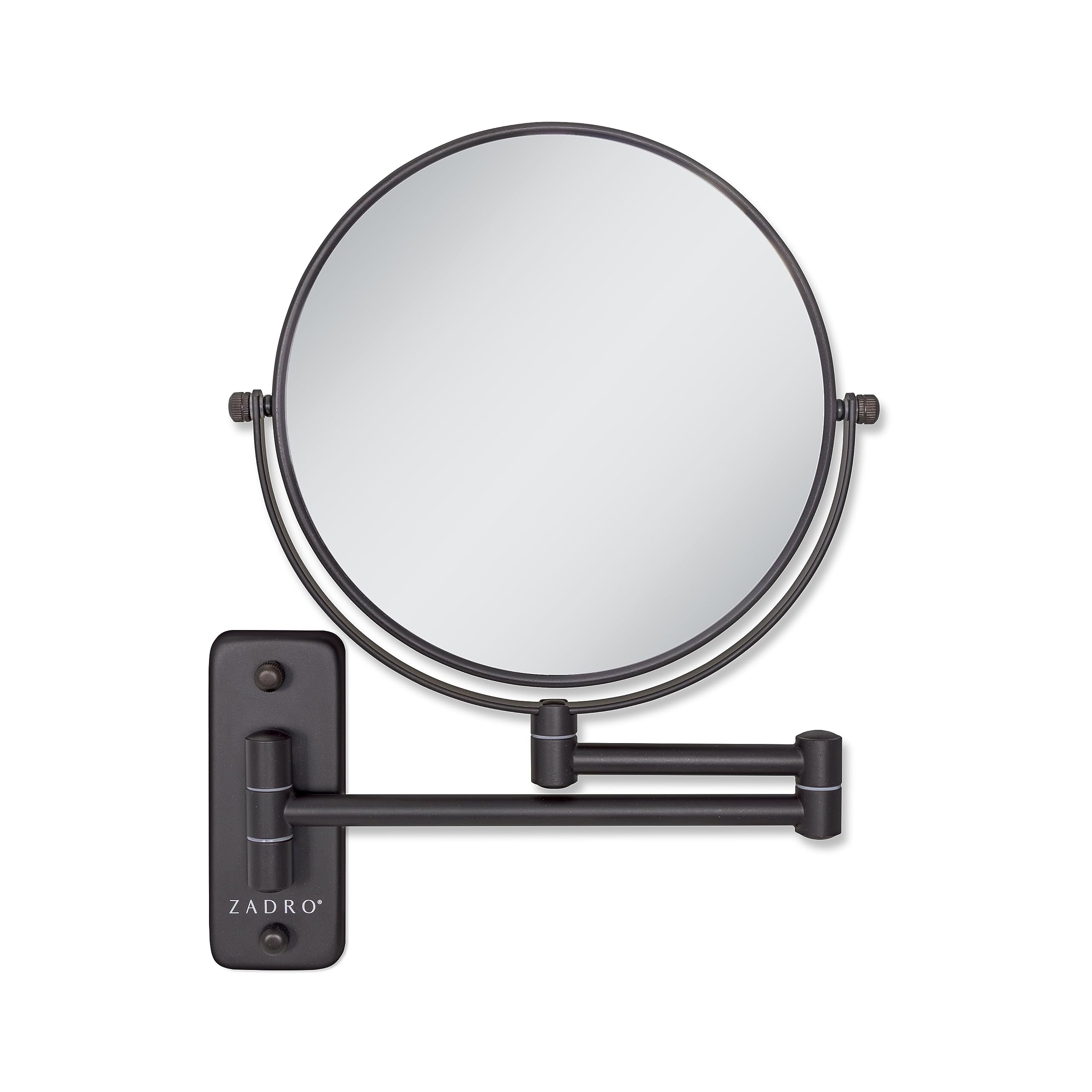 Zadro 7 Wall Mounted Wardrobe, Vanity Makeup Mirror with Magnification & Extending Arm (Large | 12.25 x 12 | 8X/1X, Oil-Rubbed B