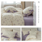 Cotton Duvet Cover King Chic Purple Floral Bedding Set Vintage Botanical Lavender Flower Duvet Cover Garden Style Lilac Floral C