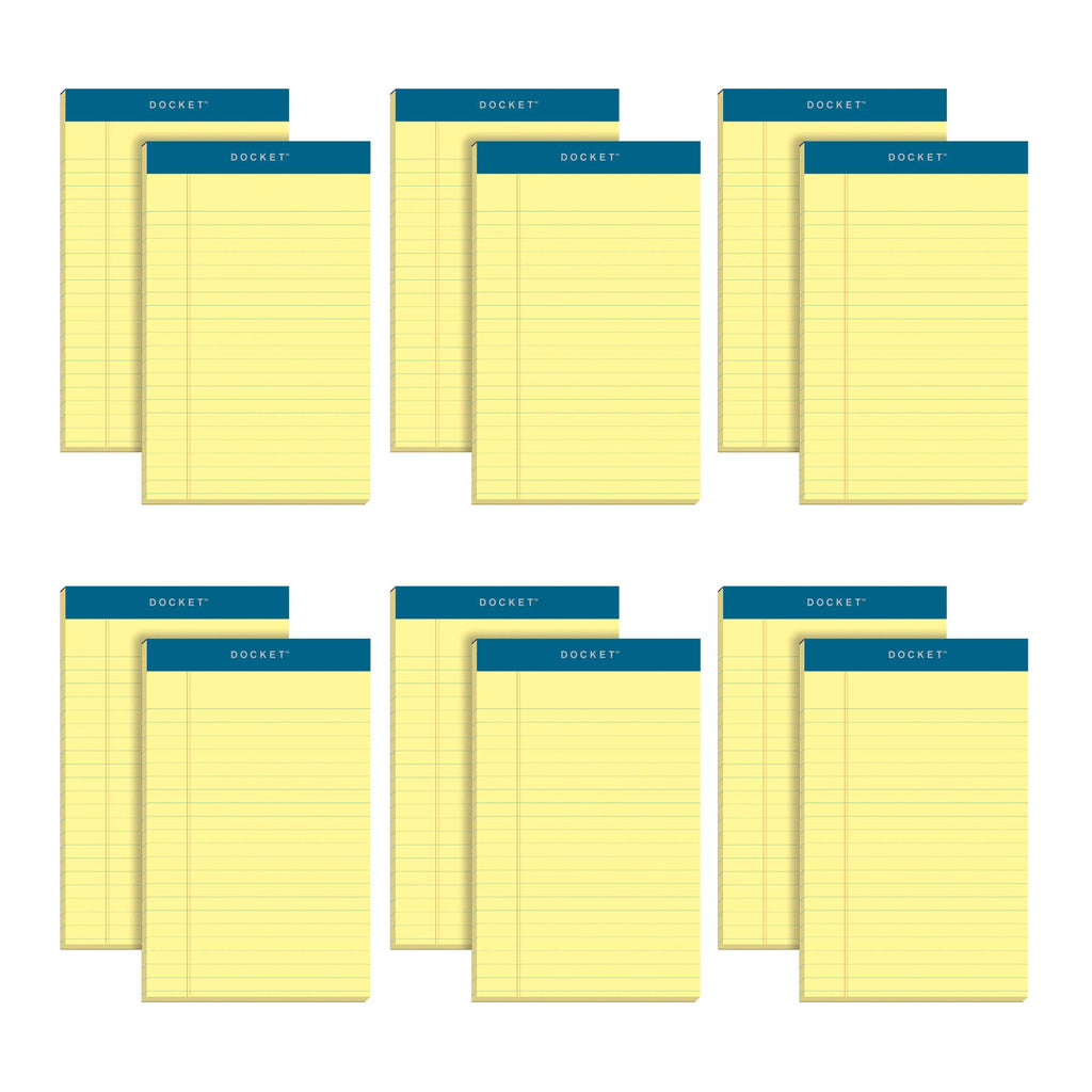 Tops 5 X 8 Legal Pads, 12 Pack, Docket Brand, Narrow Ruled, Yellow Paper, 50 Sheets Per Writing Pad, Made In The Usa (63350)