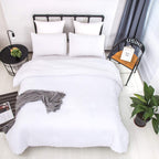 Houseri White Comforter King Size, 3 Pieces Lightweight Solid White Bedding Set King, All Season Soft Pure White King Size Comfo