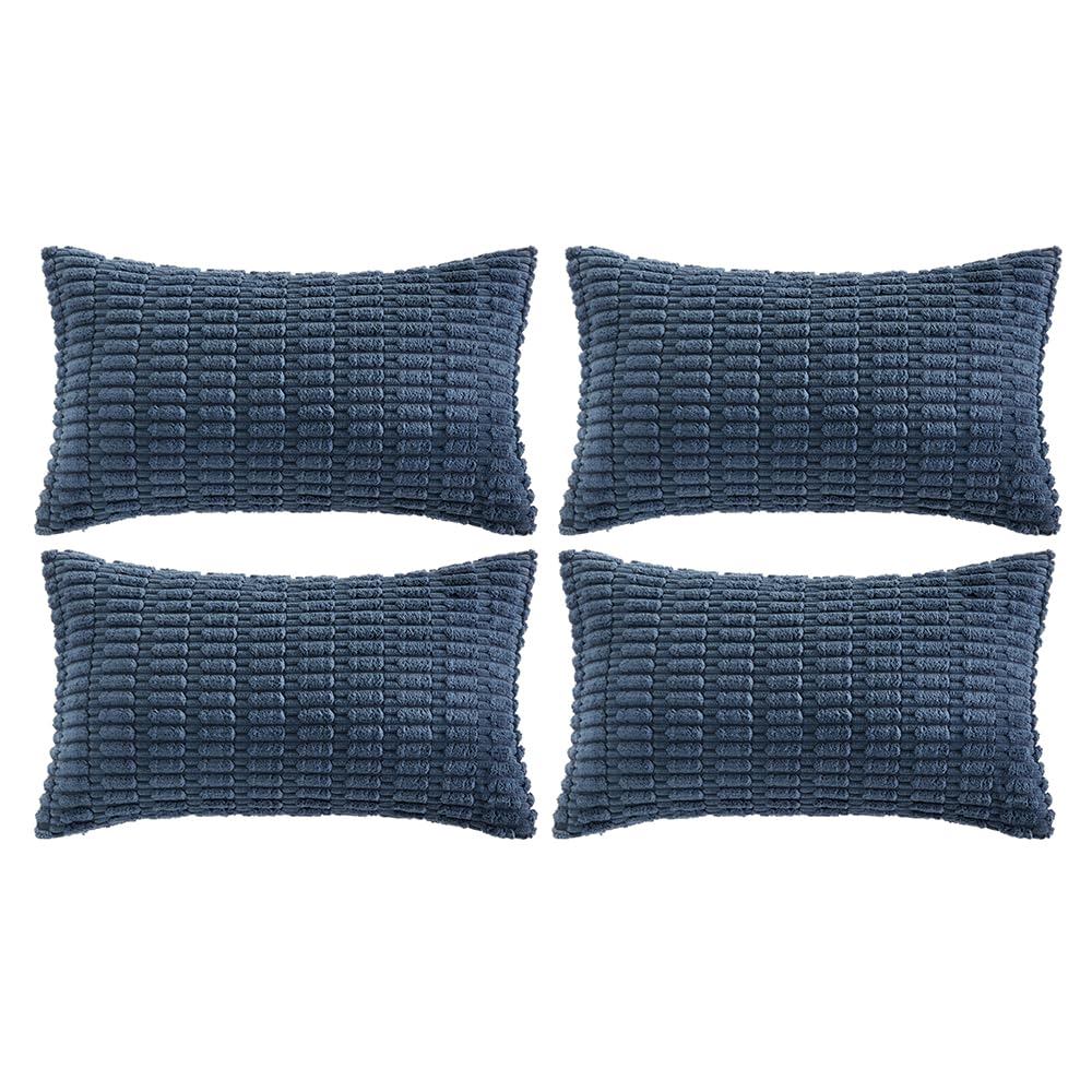 Fancy Homi 4 Packs Dusty Blue Decorative Throw Pillow Covers 12X24 Inch For Living Room Couch Bed Sofa, Rustic Farmhouse Boho Ho