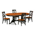 East West Furniture PLQU5-BCH-W 5 Piece Kitchen Table Set for 4 Includes an Oval Dining Room Table with Butterfly Leaf and 4 Dining Chairs, 42x78 Inch, Black & Cherry