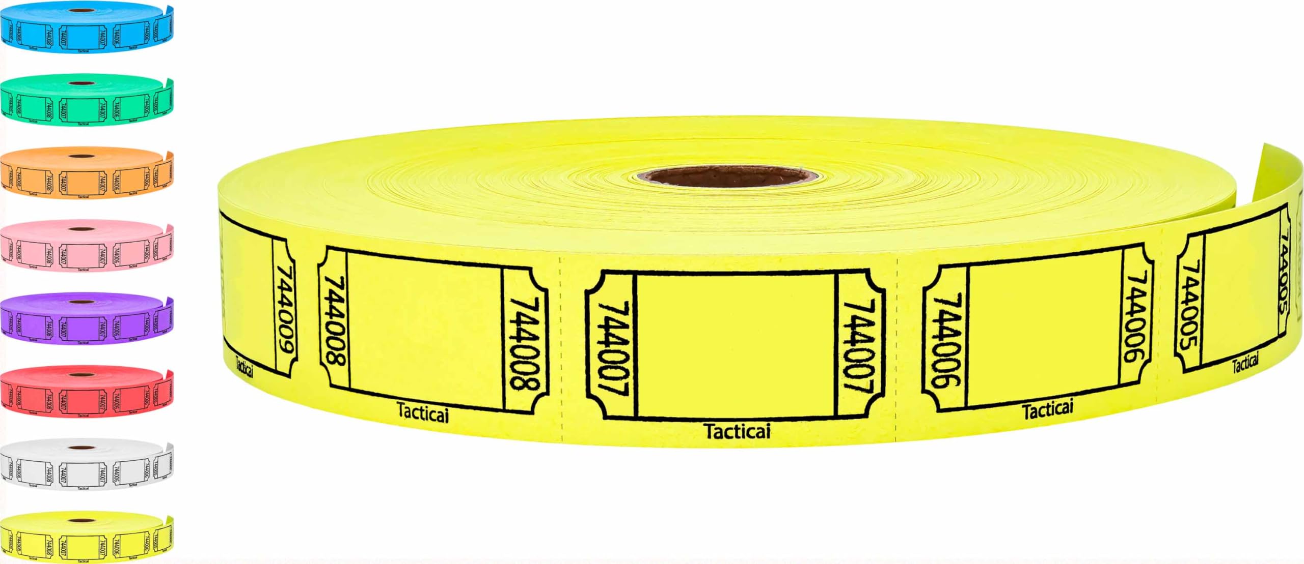 Tacticai 2000 Raffle Tickets, Blank, Yellow (8 Color Selection), Single Roll, Ticket For Events, Entry, Class Reward, Fundraiser