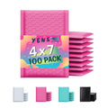 Yens Poly Bubble Mailers 4X8 100 Pack Hot Pink Waterproof Self Seal Adhesive Shipping Bags, Cushioning Padded Envelopes For Ship