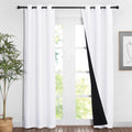 NICETOWN White Blackout Curtains 84 inches Long, Full Light Blocking Drapes with Black Liner for Nursery, Noise Reducing Thermal